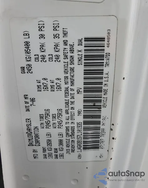 2007 Jeep Wrangler X из США, поврежденный, VIN 1J4GA39157L101935